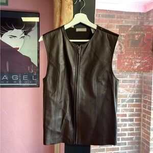 Vintage Sleek Brown Leather Vest for Women